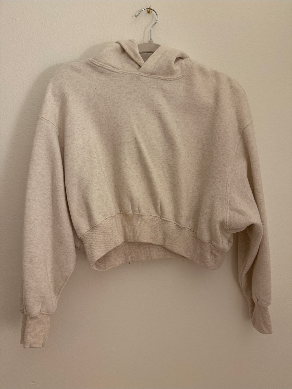 Women's Cropped Hooded Sweatshirt - Cream